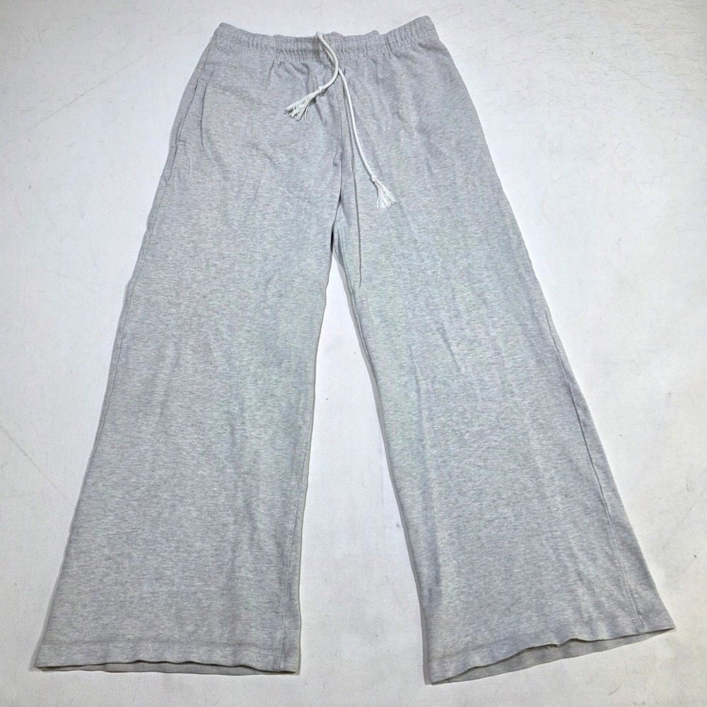 Brandy Melville Lounge Pants Women One Size Gray Wide Leg Drawstring Pajamas